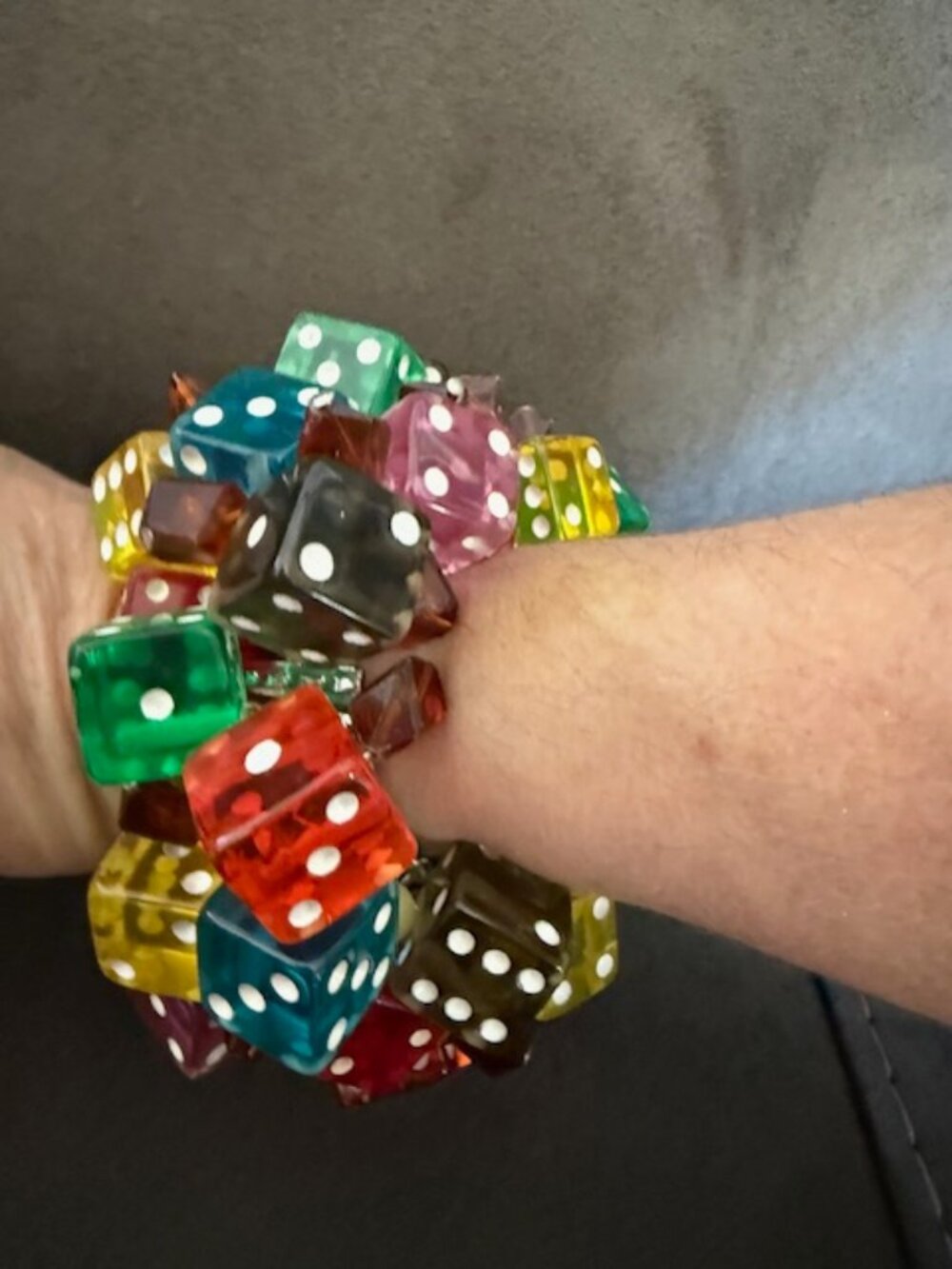 Handmade Vintage 70's Las Vegas Dice Bracelet Rainbow One of a kind